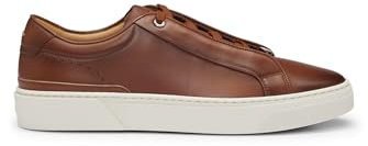 BOSS Herren Gary Tenn Gary Sneakers aus poliertem Leder mit verdeckten Schnürsenkeln Braun 39 Größe 39