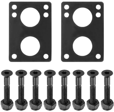 PATIKIL Skateboard Riser Pads Screws Set, 2 Pack 6mm Rubber Shock Rise Pad with 8pcs Mounting Screws Nuts Hardware Repair Kit for Cruiser, Black