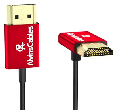 Alvin's Cables Cable HDMI 8K 2.1 48 Gbit/s 8K @60Hz 4K @120Hz High Speed ​Φ2.4mm Ultra Delgado HDMI para Sony A7 A9, BMPCC, para Canon C70, para Atomos Ninja, para Feelworld, ángulo ascendente 45 cm