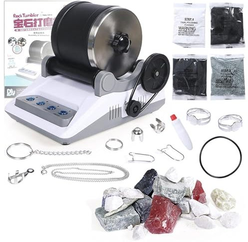 Professionelles Rock-Tumbler-Set, DIY-Steinpolierer, Mit Knopf, 7-Tage-Polier-Timer, Komplettes Rock-Tumbler-Set, Für Kinder Und Erwachsene