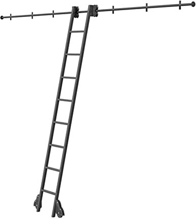 XEXENAMU Rollbare Bibliotheksleiter, Robustes Gleitschienen-Hardware-Kit | Gleitleiter-Schienen-Kit | Rollleitern für Bücherregale, Lager, Heimbüro, Rollensystem (ohne Leiter)