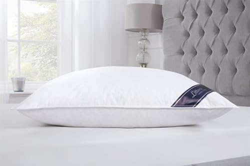 Littens Extra Filled 50cm x 100cm Emperor Size White Goose Feather & Down Sider Sleeper Pillow 230TC Down-Proof Cotton, Piped Edge, Long (20 x 40)