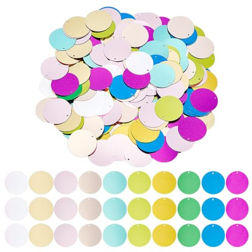 OLYCRAFT 2000 Stück 10 Farben 29mm Runde Pailletten Kunststoff Runde Pailletten Mit 1.5mm Loch Bunte Pailletten Glitzer Pailletten Lose Pailletten Für Die Schmuckherstellung Nähen Basteln