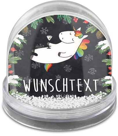 Mr. & Mrs. Panda Personalisierte Schneekugel Einhorn Cocktail - Geschenke, Spruch, Geburtstag, Unicorn, Personalisierbare, Freundin, Cuba Libre, Mit Namen, Weihnachtsschneekugel, Individuelle, Glitzer