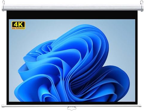 Schermo per Proiettore Manuale 4:3 Bloccaggio Automatico Schermo Videoproiettore 4K Ultra HD Schermo Cinematografico per Home Theater Ufficio Scuola Scolastico(72in/156cm)