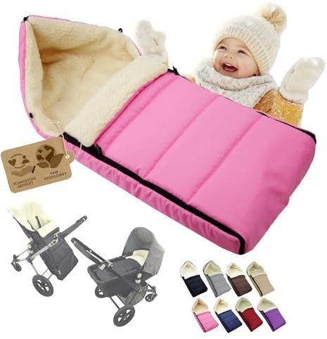 Chancelière d'hiver pour poussette - Chancelière d'hiver pour poussette - Chancelière douillette et chaude - Lavable - 108 cm - Rose