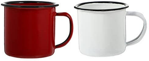 Yardwe Confezione Da 2 Tazze Da Caffè Smaltate Da Campeggio Tazze Da Campeggio Piccole Tazze In Metallo Smaltato Per Escursioni Al Chiuso All'aperto Viaggi Pesca Picnic (Rosso)