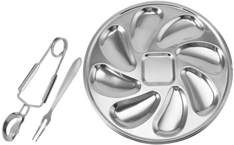 IMIKEYA Assiette à Huîtres en Acier Inoxydable Plat à Huîtres 6 Pièces Accessoire Cuisine pour Fruits de Mer et Facile à Nettoyer