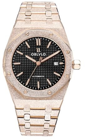 OBLVLO Rotgold, 41 mm, mechanische Uhren für Herren, 316L Edelstahl, leuchtend, 50 m, wasserdicht, Automatikuhr, TM-ASP, Tm-asp-sim-pbps, Tendência