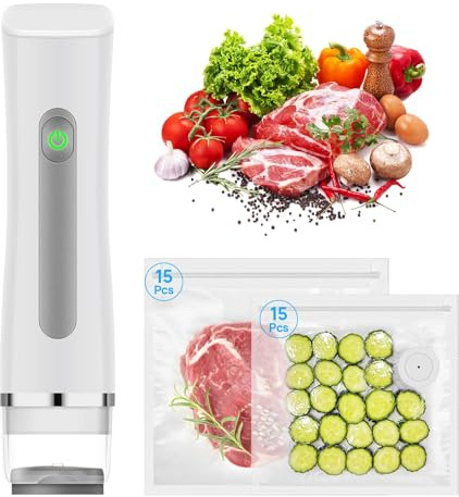 Vacuum Sealer,Compact Vacuum Sealer Handheld Automatic Machine For Food Fresh With 30 Reusable Vacuum Seal Bags