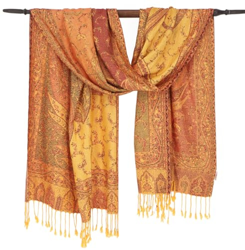 GURU SHOP Indischer Schal, Stola mit Paisley Muster, Schultertuch - Motiv 13, Herren/Damen, Synthetisch