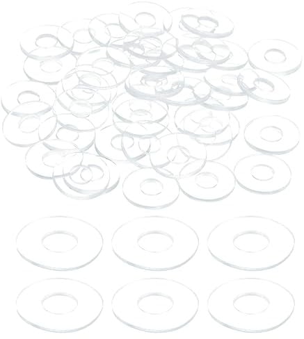 sourcing map M4 PVC-Unterlegscheiben, transparent, 4 mm Innendurchmesser, 10 mm Außendurchmesser, 0,5 mm dick, rund, flach, Abstandshalter für Schrauben, Schrauben, Glas, Duschtürgriff, Badezimmer