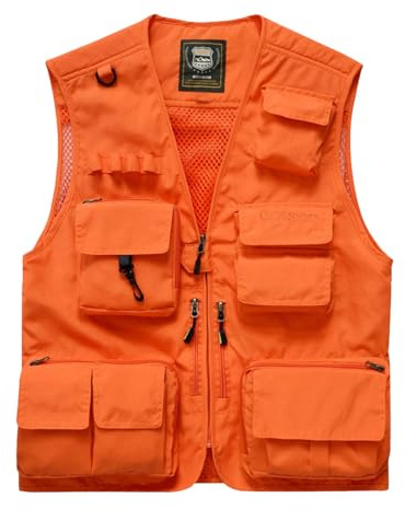 Hwalleum Herren Freien Tarnung Weste, Herren Sommer Leicht Vielen Taschen Camo Casual Gilets Outdoor Multifunktions Ärmellos Angeln Weste Geeignet für Camping Jagd Fotografie Wandern
