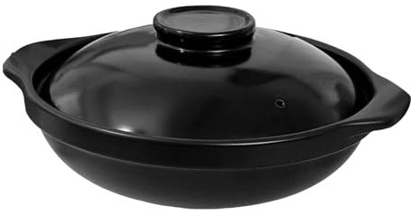Olla de cacerola grande con olla de piedra resistente al calor de la tapa para sopa de bibimbap estofado de arroz cocina familia de porcelana de litio duradera de 24 cm de ancho