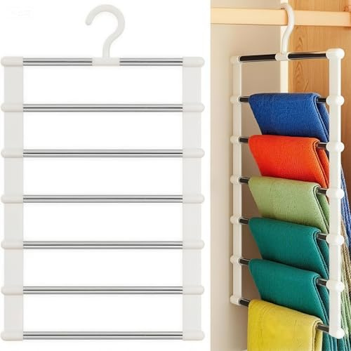 4 Packungen Hosenbügel Platzsparender, Tragbarer Reisehosenaufhänger, 7 Schichten mehrere Metallleggings Kleiderbügel, Reisebügel unverzichtbares Zubehör für Hosen Jeans Röcke Schal Leggings