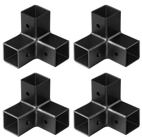 Lot de 4 connecteurs carrés noirs de 2,5 cm, raccord d'angle 3 voies très résistant