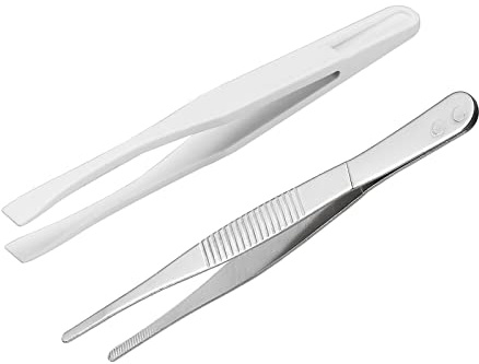 QUARKZMAN 3pcs 93308 Pince à épiler Plastique antistatique et 2pcs Pince à épiler Acier Inox droite émoussée