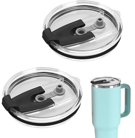 Skinny Tumbler Lids, 2Pcs Replacement Lids for Stainless Steel Steel Tumbler Travel Cup, Travel Mug Lid Replacement for Stanley Cup, Spill-Proof Sliding Covers for Tumbler, Mug, Cooler Cup