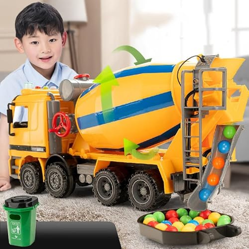 Fafeims Mixer Truck Toy Car 180 Degree Rotating Outlet Stimulating Drum for Boys, ABS Cement Mixer Toy Vehicle for Kids (Large Size Without Sound and Light)