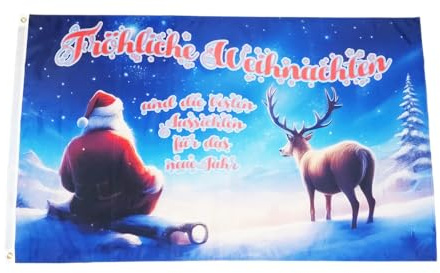 Fahne Flagge Frohe Weihnachten und die besten Aussichten - 90 x 150 cm