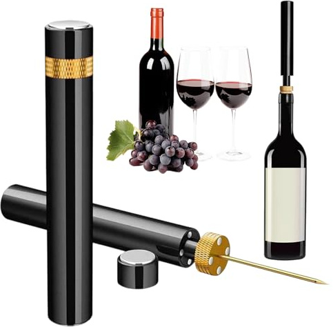Korkenzieher Wein, Druckluft Weinflaschenöffner, Aluminiumlegierung Druckluftkorkenzieher, Tragbar Wein Flaschenöffner, Pumpenöffner (Gold)