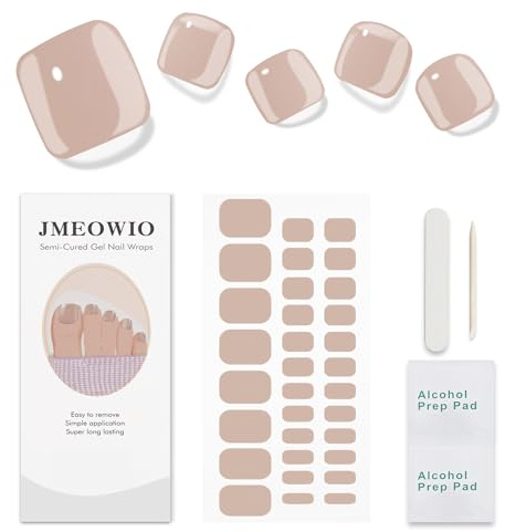 JMEOWIO Cream Coffee Semi Cured Gel Strips Wraps Toenail Art Sticker
