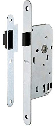 THIRARD - Serrure Magnétique Encastrable pour Porte Intérieure - Axe 40 mm - Bouts Ronds - Fer Satiné - Système Magnétique à Pêne Rétractable - Gâche Plate Acier - Silencieuse - Gris