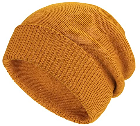 Gisdanchz Beanie Mütze Strickmütze Damen Wintermütze Beanie Herren Damen Mütze Schwarz Long Slouch Beany Beanie Herren Winter Mütze Strickmütze Schwarz Winter Wool Strickmütze Gelb