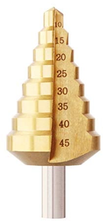 Stufenbohrer, 10–45 mm Spiralnutbohrer Stickstoffbehandlung HSS Spiralnut-Stufenbohrer Sechskantschaft metrisch für DIY Kunststoff Holz Metall Aluminium Kupfer