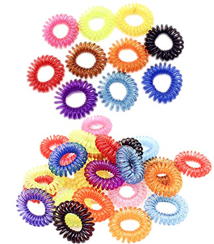 YouU 20 Stück Elastische-Haargummis für Mädchen Bunte Haarbänder Ring Bobble dehnbar Spule Pferdeschwanz Halter Frauen Haarschmuck Gummi-Haarknoten, Zufällige Farbe (Transparent color)