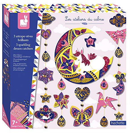 Janod J07803 Funkelnder Traumfänger aus Holz/Karton, Rosa