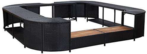Festnight Cadre de Spa carré Contour de Spa Noir 268x268x55 cm Résine tressée