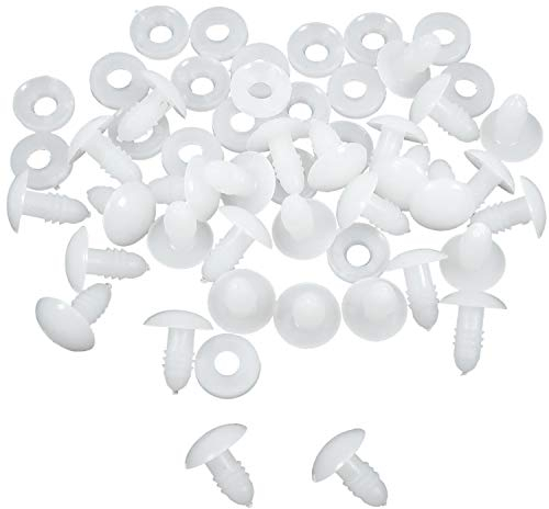TOAOB 50 Sätze Puppen Gelenke Weiß Kunststoff Puppengelenke Tier Gelenke Teddygelenke 15mm Gelenkscheiben DIY Puppe Herstellung Zubehör für Marionette Häkeltiere Bastelbedarf