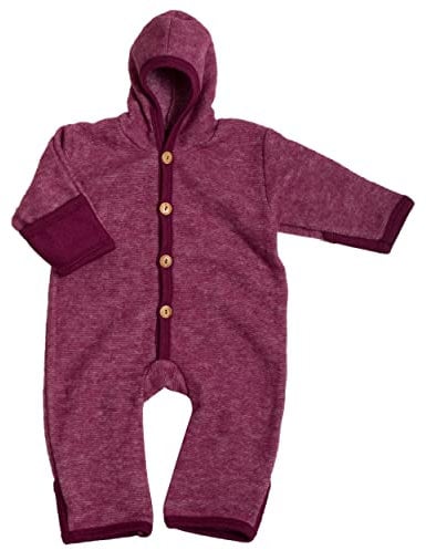 Cosilana, NEU Baby Fleece Overall mit Umschlag, 60% Schurwolle (kbT), 40% Baumwolle (KBA) (74/80, Weinrot meliert)