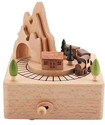 MAGT Zug Spieluhr, Holz Spieluhr Zug Geburtstag Geschenk Schöne Kleine Zug Musikbox Handwerk für Geburtstags Valentinstags Geschenk