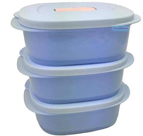 Tupperware® CrystalWave 3x 500 ml hell-blau Mikrowelle Kühlschrank Brotdose Lunch-Box tolle Neuheit! NEU