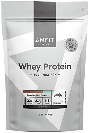 Marchio Amazon - Amfit Nutrition Proteine del Siero del Latte, Gusto Cioccolato alla Menta, 75 porzioni, 2.27kg (Confezione da 1)