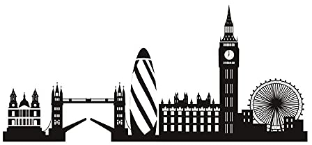 WYFCL London Skyline Wandaufkleber Big Ben Wahrzeichen Wandtattoo Stadtgebäude Wohnkultur Wohnzimmer Dekoration 88X27Cm