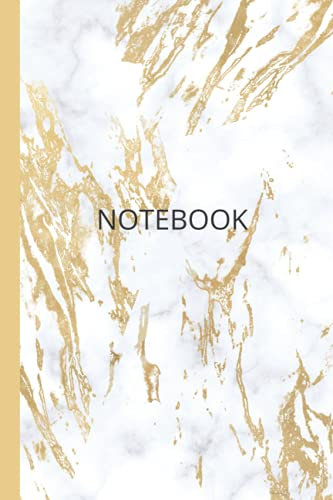 Notebook: Gold Marble Notebook Blank Lined Journal