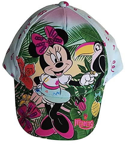Minnie Disney Maus Kappe Mütze Basecap Dschungel mit Papagei blau oder pink für Kinder, Mädchen und Jungen (Blau, 48)