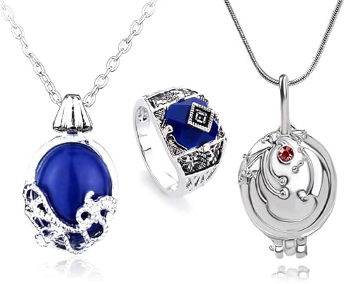 HJYZY 13 Stück Vampire Diar.s Schmuck Aufkleber Daywalking Katherine Saphir Halskette Elena Gilbert Öffnung Eisenkraut Medaillon Anhänger Halskette Daylight Walking Siegel Carolims Ring