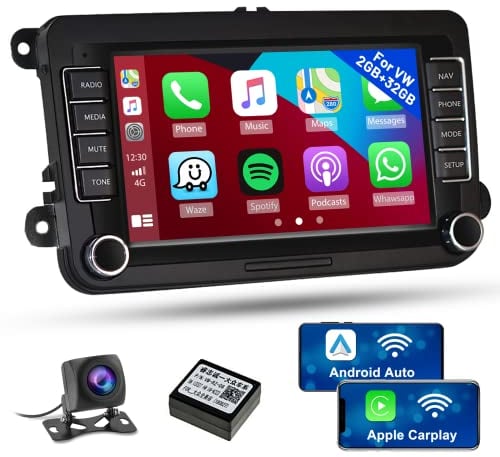 Hikity 2+64GB Android 15 Autoradio für VW Golf 5 Tiguan Touran Passat Polo Skoda Caddy Seat Radio Wireless Carplay Android Auto 7 Zoll Touchscreen mit Navi WiFi Hi-Fi RDS FM SWC Canbus