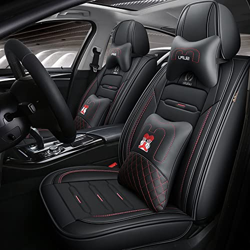 Ruberpig Autositzbezüge Kompatibel mit Dodge RAM 1500 Protektoren Kissen Vorne und Hinten Full Set Atmungsaktiv und Wasserdicht Kunstleder Automotive Sitzbezüge Luxus - Schwarz