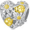 Gänseblümchen Marienkäfer Charms Anhänger für Pandora Armbänder,925 Sterling Silber Herz vergoldet Hänge Charms Bead,Muttertag Geschenk