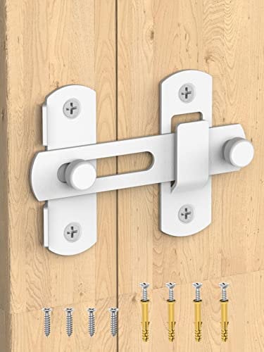MeBantoo Sliding Barn Door Lock, Stainless Steel Safety Flip Gate Latches & Door Bolt Locks for Wine Cabinet, Bathroom, Outdoor, Garage, Garden, Closet (1, White)