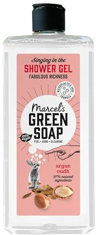 Marcel's Green Soap - Duschgel Argan & Oudh - Mikroplastikfreie Formel - Recycelte Plastikflasche - 98% biologisch abbaubar - Vegan