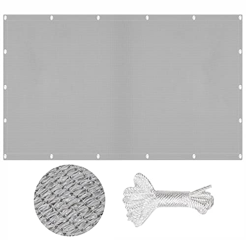 Sonnensegel Sonnenschutz Rechteckig 4 x 5 m,luftdurchlässig atmungsaktiv wasserdurchlässig, Sonnensegel Sonnenschutz Garten Balkon,HDPE Sichtschutz Garten, für Terrasse, Garten, Balkon, Hellgrau