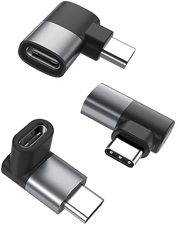 Basesailor 90 Grad USB C Extender Adapter 3 Stück,Rechter Winkel Typ C Stecker zu Buchse PD 100W USBC Konverter,Thunderbolt 3 Extension Connector für MacBook,Steam Deck,Switch,VR,iPhone 16 15 Pro Max
