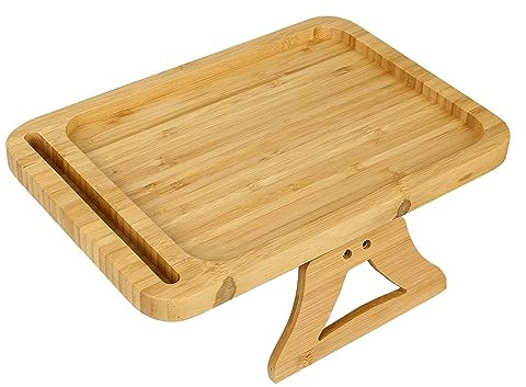 jackfru Sofa Tablett mit Drehbarem Handyhalter, Couch Tablett Armlehne, Faltbarer Clip On Sofatablett für Breite Sofas, rutschfest Couch Armlehnentisch Sofa Getränkehalter Ablage (Rechteck 1)