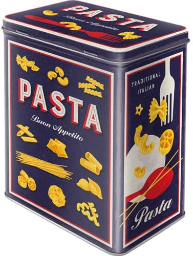 Nostalgic-Art Retro storage tin box L, 3 l, Pasta Variety – Gift idea for the kitchen, large metal coffee tin, vintage design